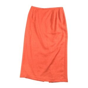 VTG Travis Ayers Coral Textured Midi Pencil Skirt Slit Women 14 90s Quiet Luxury